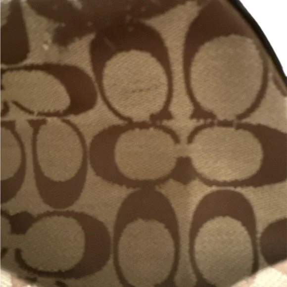 COACH Signature Tote Bag Shoulder Canvas Khaki Beige Dark Brown - Picture 7 of 7